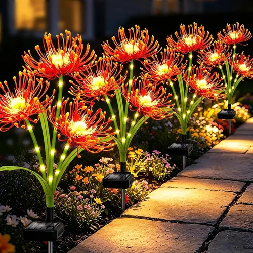 Vista 8 de VOOKRY Luces solares para exteriores, paquete de 4 luces de flores