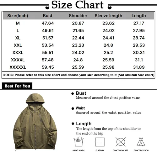 Vista 3 de Chaqueta impermeable ligera con capucha para hombre, chaqueta cortavientos ligera, M-5XL