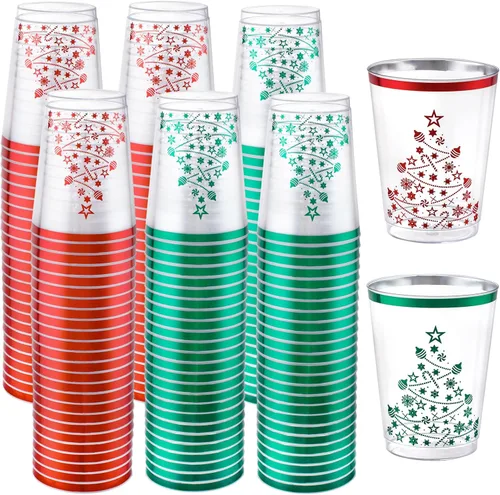 Vista 11 de supernal Paquete de 100 vasos de plástico negros y dorados, vasos 100 tazas negras y doradas de 10 onzas