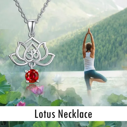Vista 6 de TANGPOET Chakra Necklace Sterling Silver Lotus Pendant Necklace Healing Crystal Dragonfly Jewelry Birthday Christmas Gifts for Women Mom Daughter