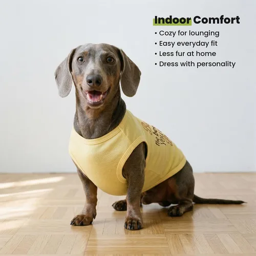 Vista 7 de Camisa para perro Fitwarm Bee The Best You Can, ropa de verano para perros pequeños niño y niña, divertido atuendo para mascotas, amarillo, marrón