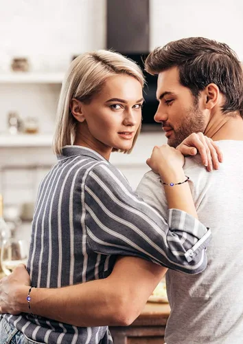 Vista 5 de Gargantilla con colgante de ojo malvado azul, collar de la suerte de cuerda de cuero para mujer