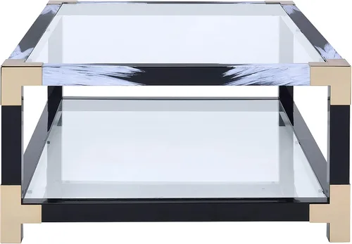 Vista 3 de Acme Lafty 81000 - Mesa de centro de cristal blanco cepillado y transparente