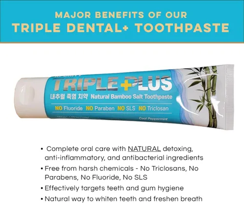 Vista 2 de Triple Plus Premium Pasta de Dientes de Sal de Bambú Natural 4.69 oz (1)