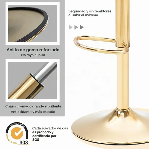 Vista 7 de Juego de 2 taburetes de bar, taburetes de bar de terciopelo ajustables en altura de mostrador, sillas de bar giratorias para comedor, taburete