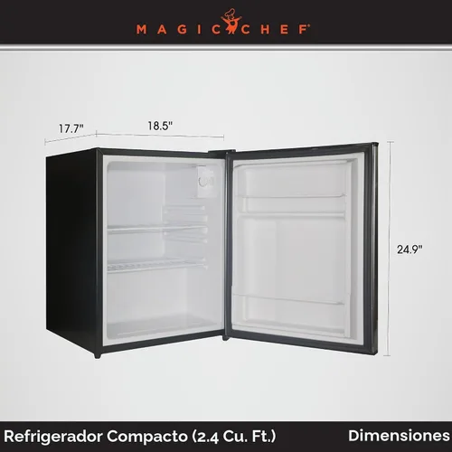 Vista 3 de Magic Chef Mini refrigerador de acero inoxidable sin congelador de 2.4 pies cúbicos