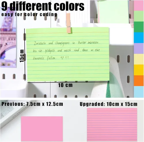 Vista 3 de Koogel - Tarjetas de índice de 4x6 pulgadas, 180 unidades, tarjetas flash grandes de colores para estudiar, tarjetas de notas pesadas para tomar
