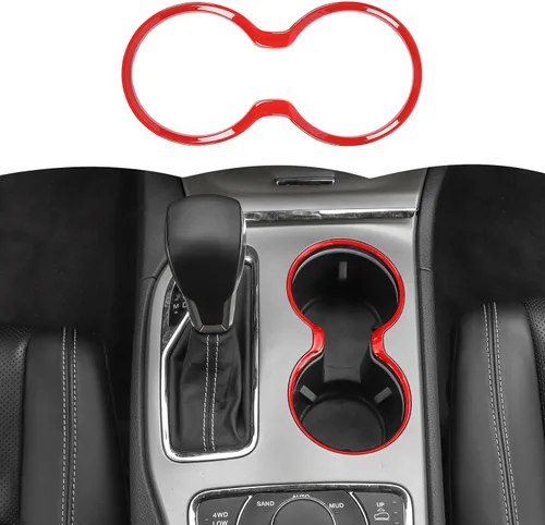 Vista 9 de Marco de Cubierta de Portavasos Accesorios Decorativos de Interior para Jeep Grand Cherokee 2011-2021 (Negro)