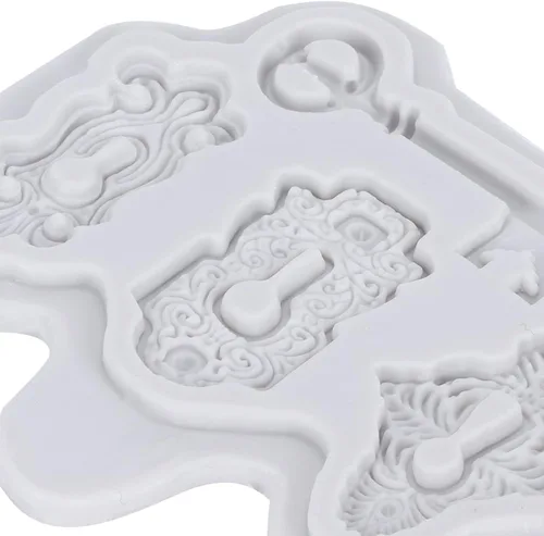 Vista 6 de Patrón de llave de silicona para fondant de chocolate, para decoración de pasteles, decoración de cupcakes, dulces, horneado, fabricación