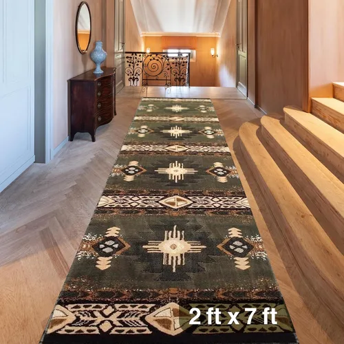 Vista 20 de YHSF South West - alfombra estilo nativo americano del suroeste C318 - fácil de limpiar, gruesa, suave, duradera, alfombra inspirada en tribus