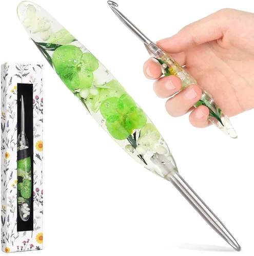 Vista 17 de Katech Gancho de ganchillo de 0.098 pulgadas para manos artríticas, ganchos de ganchillo ergonómicos de acero inoxidable pulido a mano con agarre