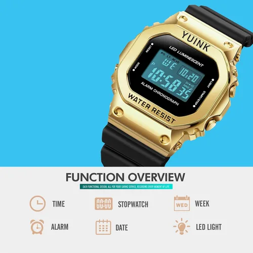 Vista 2 de YUINK Reloj deportivo digital para hombre y mujer resistente al agua con cronómetro alarma
