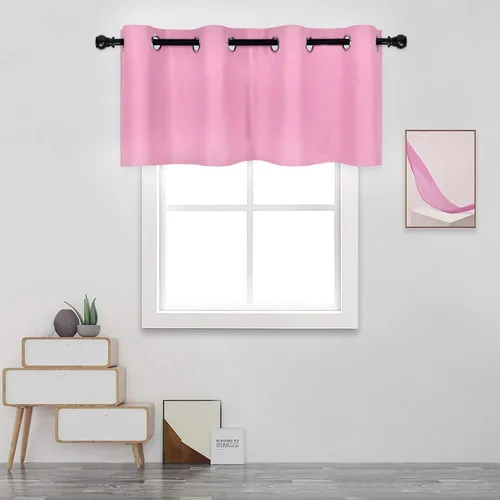 Vista 49 de DECOVSUN Cenefa de cortina opaca amarilla brillante para ventanas de cocina, cenefa opaca con ojales para dormitorio, cenefa corta y recta para sala