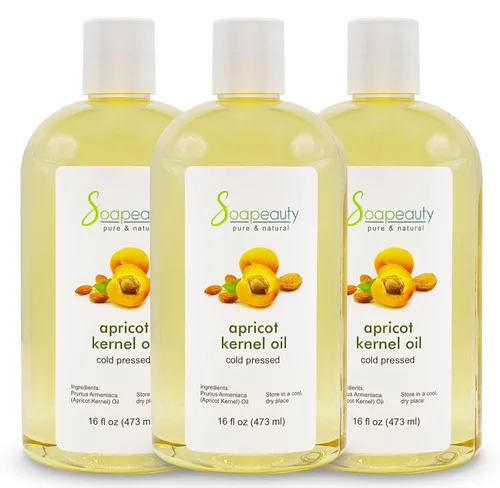 Vista 7 de Soapeauty Aceite de almendro de albaricoque prensado en frío, 100% puro, natural para piel, cara, portador de cabello para aceites esenciales