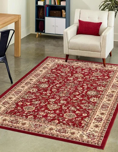 Vista 2 de Unique Loom Colección Sialk Hill - Alfombra de área Washington (3 pies 3 pulgadas x 5 pies 3 pulgadas, rectángulo, burdeos/crema)