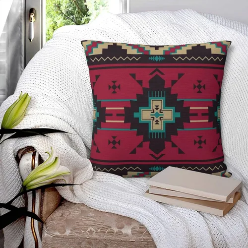 Vista 7 de IVSYCOF Fundas de almohada decorativas estilo sudoeste azteca para nativos americanos, funda de cojín cuadrado para sofá de casa, funda de cojín