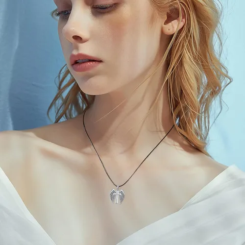Vista 5 de OHAYOO Angel Wings Cross NecklaceSword Dagger Necklace925 Sterling Silver Cross Gemstone Pendant Necklace Religious Jewelry Gifts For Men Women