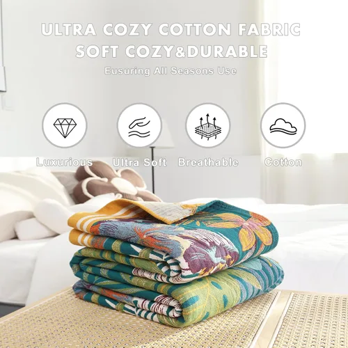 Vista 112 de MSGKV - Manta bohemia/primaveral de algodón para sofá y sala de estar, de gasa acogedora, de 50 x 60 pulgadas 50"x60" Cotton Throw, Woven Bird