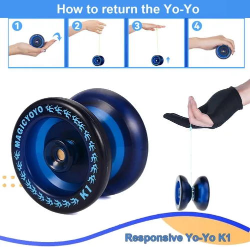 Vista 2 de MAGICYOYO K1 Yoyo Yoyo profesional sensible para niños, adolescentes y adultos, trucos de giro de dedos, yoyos para principiantes a avanzados