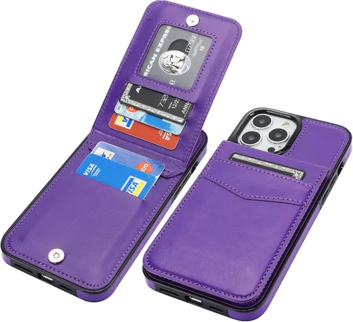 Vista 11 de KIHUWEY Compatible con iPhone 13 Pro Max Funda Cartera con Soporte para Tarjetas de Crédito, Cuero Premium Cierre Magnético Soporte Plegable Funda