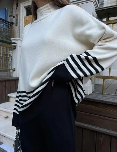 Vista 3 de Himosyber Conjunto de 2 piezas para mujer, suéter de punto y pantalones deportivos
