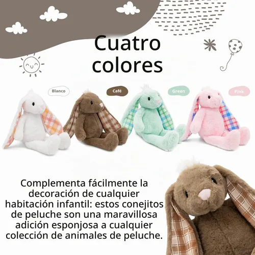 Vista 4 de Peluche de Pascua, peluche de conejo de Pascua de 14 pulgadas, conejo grande de peluche