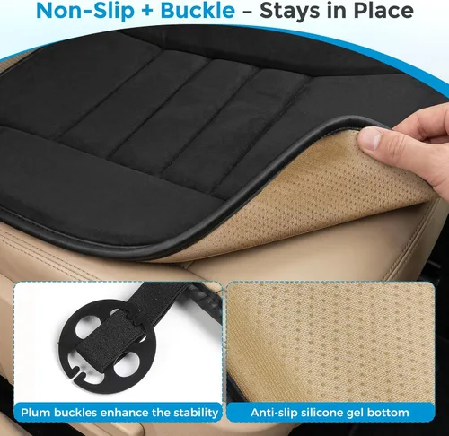 Vista 4 de Tsumbay Cojín de asiento de automóvil, funda de asiento de espuma viscoelástica con parte inferior antideslizante, ajuste universal