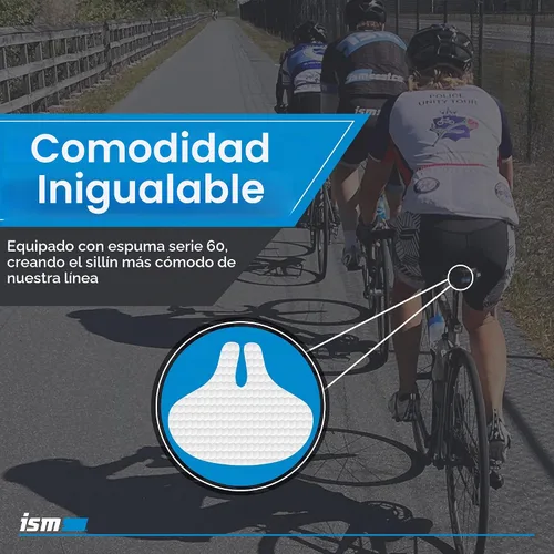 Vista 6 de ISM Comfort Series - Sillín de bicicleta sin nariz para ciclistas verticales, sillín de bicicleta de alivio anatómico para híbridos, policía
