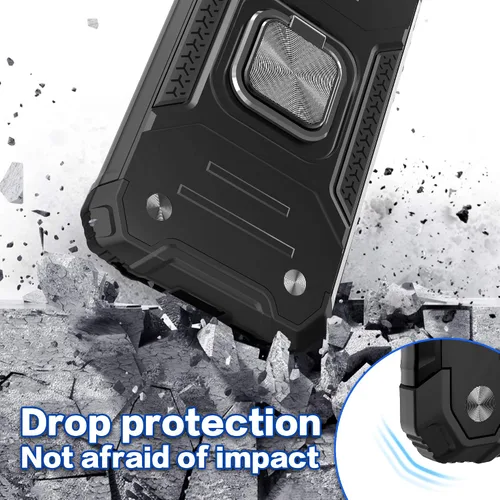 Vista 5 de Funda para Galaxy A20 con protector de pantalla, a prueba de golpes, a prueba de caídas, ajuste delgado, con soporte de automóvil, cubierta Negro