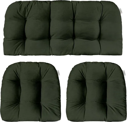 Vista 47 de RSH DECOR: Sunbrella - Juego de 3 cojines de mimbre copetudos 41 x 19 pulgadas y 19 x 19 pulgadas Fabricado con tela de rendimiento Sunbrella