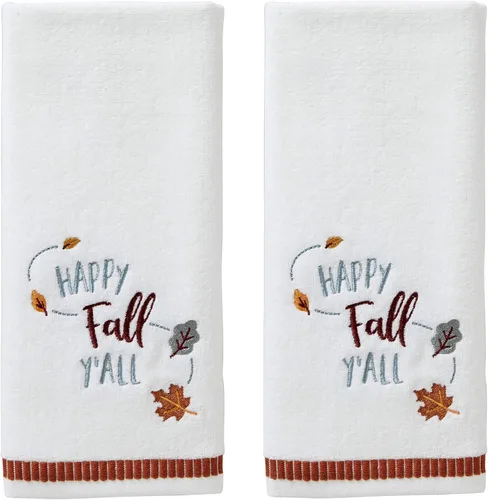 Vista 9 de SKL Home Juego de 2 toallas de mano bordadas con corona de otoño y Acción de Gracias, 100% algodón, decoración para baño, cocina, bar y regalo