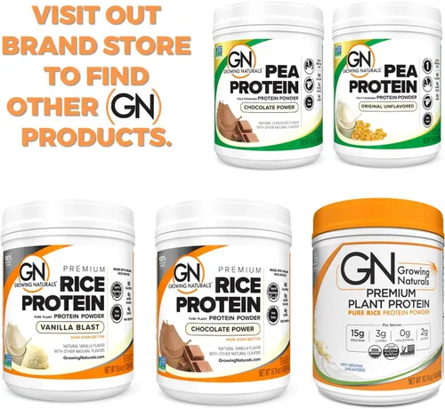 Vista 7 de Growing Naturals Polvo de proteína de guisante crudo, proteína vegana a base de plantas, BCAA, baja en carbohidratos, baja en azúcar, potencia