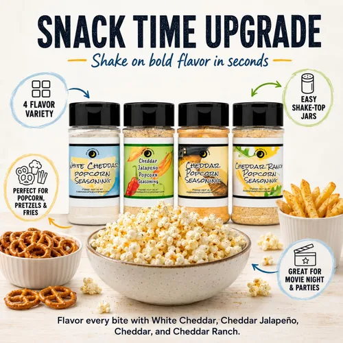 Vista 3 de Premium Paquete de 4 condimentos para palomitas Sabores variados de Cheddar