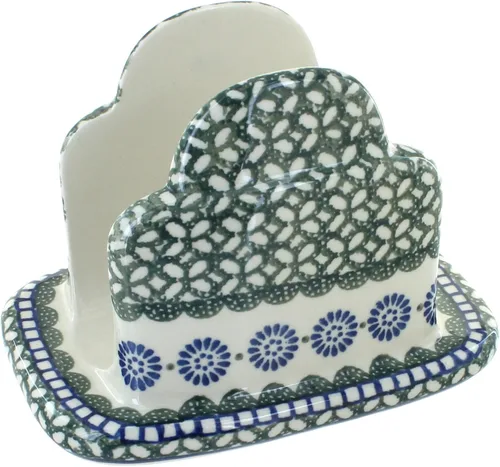 Vista 22 de Blue Rose Polish Pottery - Servilletero de Puntos Pequeños Azules - 5" x 5" - Servilleteros de Cerámica, Accesorios Decorativos para Mesa de Comedor