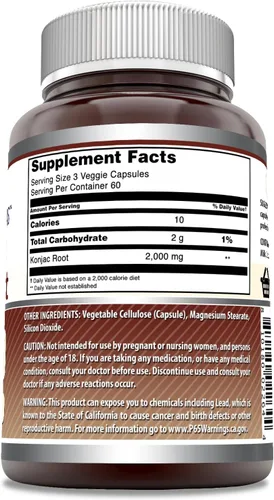 Vista 2 de Amazing Formulas - Suplemento de raíz de konjac 2000 mg por porción 180 cápsulas vegetales Sin OMG Sin gluten Fabricado en Estados Unidos