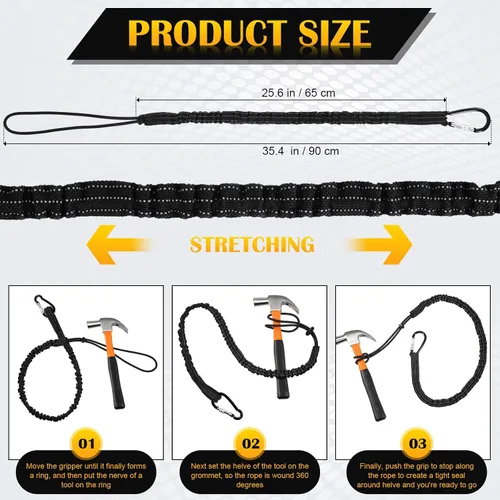 Vista 2 de LEIFIDE 6 piezas de cordón para herramientas de longitud estándar, correa de seguridad para herramientas, 7.5kg 16.5lb resistente, protección contra