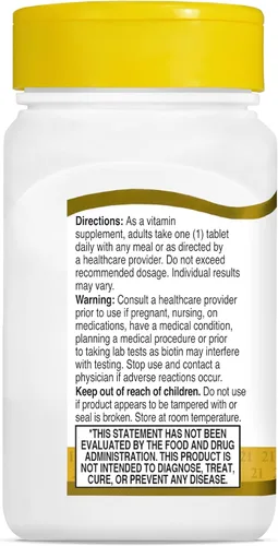 Vista 9 de 21st Century Tabletas de biotina, 10,000 mcg, sin sabor 120