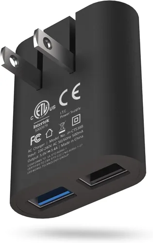 Vista 2 de iHome Cargador de pared USB delgado de 2 puertos, adaptador plano del enchufe del viaje del multipuerto Dual USB-A ports, 2.4A Rapid Charge