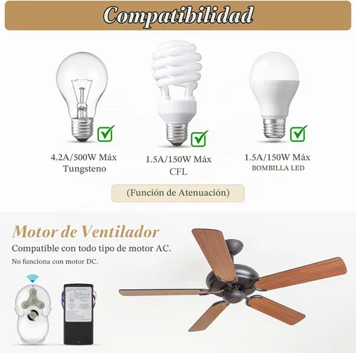 Vista 6 de Kit de control remoto universal para ventilador de techo, ventiladores de control de 3 velocidades con regulador de intensidad Compatible