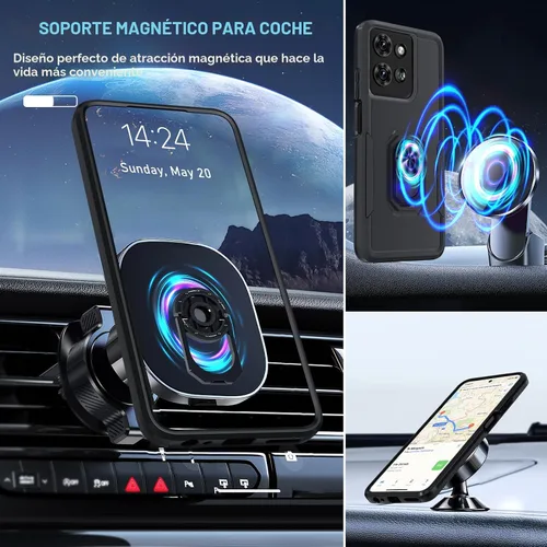 Vista 7 de Janmitta Funda para Motorola Moto G 2025/Moto G 2026 con protector de pantalla, resistente a prueba de golpes, cubierta protectora de cuerpo NEGRO