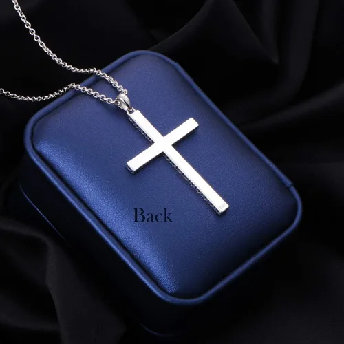 Vista 6 de FLYOW Collar de cruz para hombres, niños y mujeres, joyería de plata de ley 925 con cadena fuerte de 24 pulgadas de largo, regalos para el día
