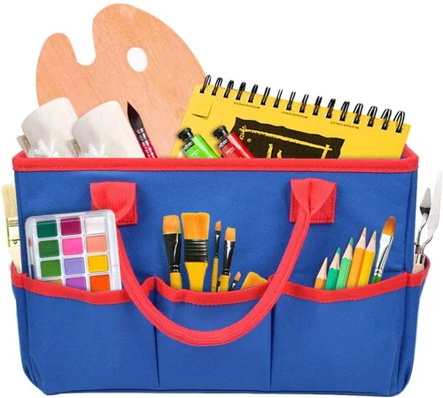 Vista 8 de ZKOO Organizador de Almacenamiento de Suministros de Arte Caddy, Bolsas de Transporte para Manualidades con Bolsillos para Organización de Álbumes