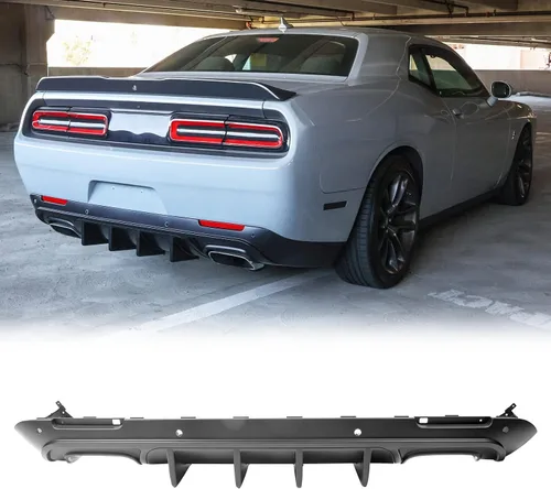 Vista 25 de FREEMOTOR802 Difusor Trasero Compatible con Dodge Challenger 2015-2023, Impresión de Fibra de Carbono PP Moldura de Parachoques Trasero Labio