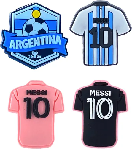 Vista 3 de Lindos dijes de fútbol para zapatos de fútbol, decoración de zapatos deportivos No.10, accesorios de diseño de jersey para hombres, niños y niñas