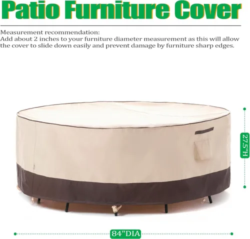 Vista 32 de F&J Outdoors Fundas para muebles de patio, impermeables, resistentes a los rayos UV, tela antidesgarros, cubierta para mesa de exterior, cubierta