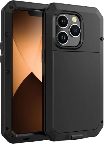 Vista 2 de Funda protectora de cuerpo completo 360 para iPhone 14 Pro Max, resistente a los golpes, funda de metal de aluminio con protector de pantalla