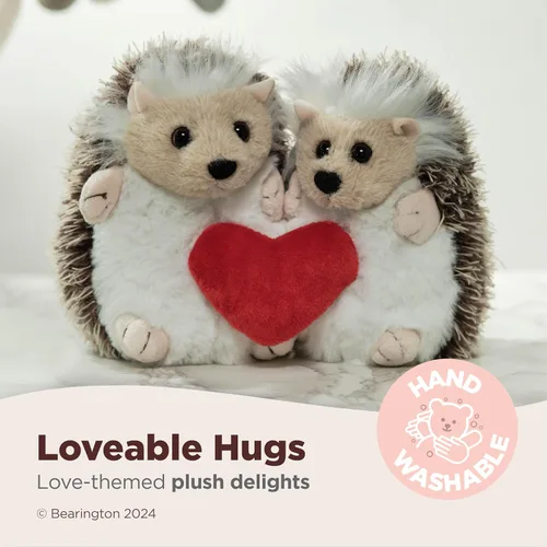 Vista 3 de Bearington - Puercoespines Lovie y Dovey de peluche que sostienen un corazón, de 5.5 pulgadas