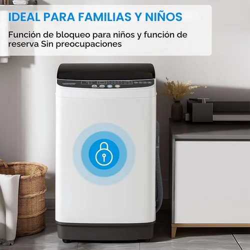 Vista 6 de Lavadora portátil de 17 libras con 10 programas de lavado, 2.2 pies cúbicos de lavadora automática completa y giratoria, lavadora giratoria compacta