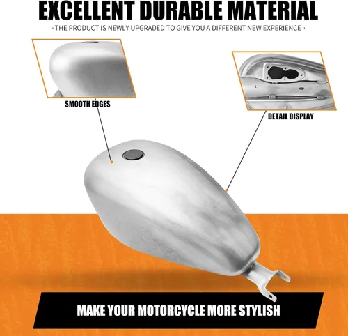 Vista 6 de Tanque de combustible para motocicleta de 3.3 galones, tanque de gasolina de 12.5 L, apto para Harley Sportster XL 883 1200 2007-2022 (estilo A)