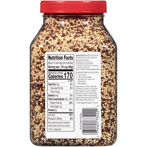 Vista 2 de RiceSelect Quinua tricolor, grano entero, sin gluten, sin OMG, vegano, tarros de 22 onzas, 4